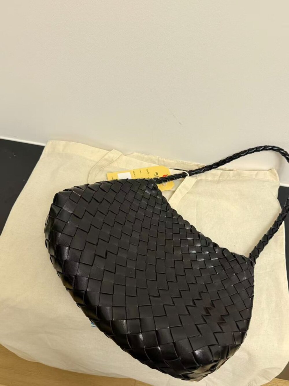 Dragon Diffusion Woven Leather Shoulder Bag Black Handcrafted Braided Tote - Picture 6 of 6
